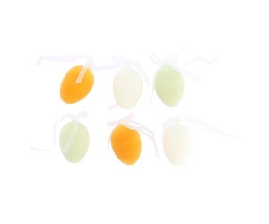 6 Βελούδινα αυγά με κορδέλα σε 3 χρώματα Ø4×6,5cm